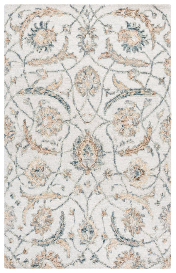 Safavieh Metro Hand-Tufted Round Wool Rug In Ivory And Grey, Low-Profile Plush Pile For Timeless Elegance 6'-0" x 6'-0" MET235A-6R