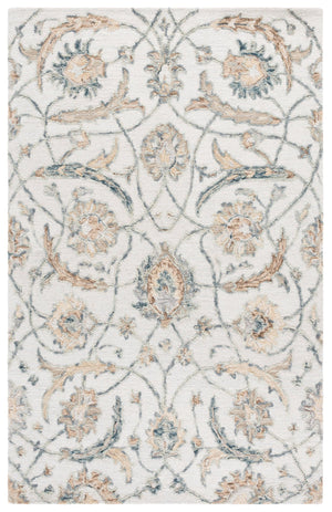 Safavieh Metro Ivory Grey Wool Area Rug — Hand-Tufted Transitional Floral Motifs, Low-Profile Luxe Texture 6'-0" x 6'-0" MET235A-6SQ