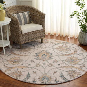 Safavieh Metro Hand-Tufted Round Wool Rug In Ivory And Grey, Low-Profile Plush Pile For Timeless Elegance 6'-0" x 6'-0" MET235A-6R