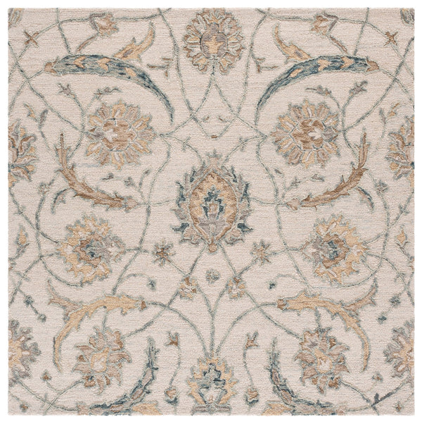 Safavieh Metro Hand-Tufted Wool Area Rug In Ivory And Grey — Transitional Floral Design, Soft Durable Texture 6'-0" x 9'-0" MET235A-6