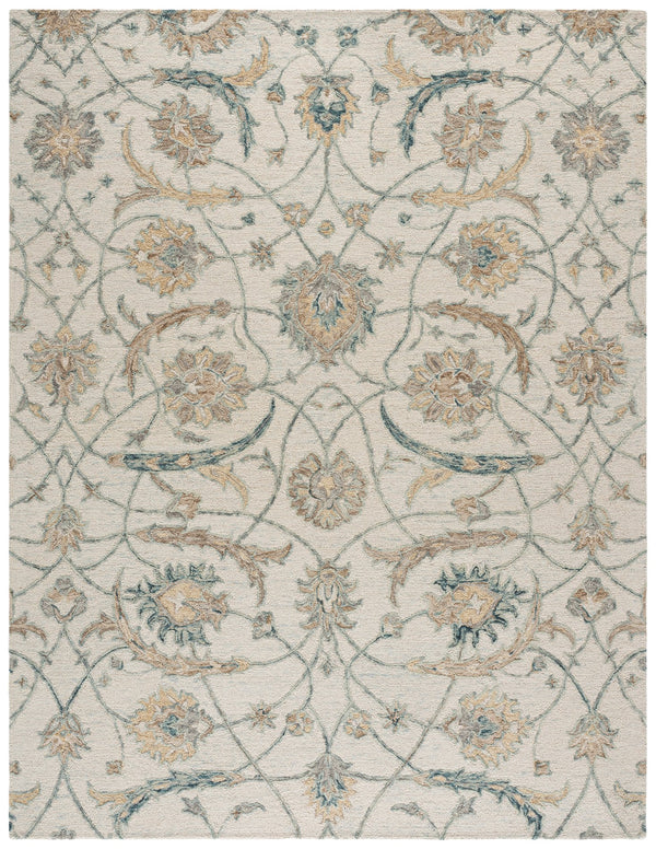 Safavieh Metro Hand-Tufted Ivory Grey Wool Area Rug — Plush 3/8" Pile, Transitional Floral Design, Ethically Made 8'-0" x 10'-0" MET235A-8