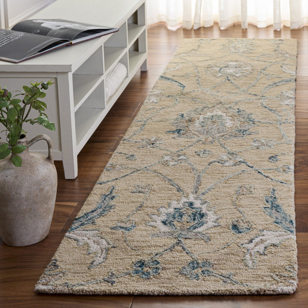 Safavieh Metro Hand-Tufted Wool Area Rug In Muted Beige & Grey Floral; Transitional Low-Profile Comfort 6'-0" x 9'-0" MET235B-6