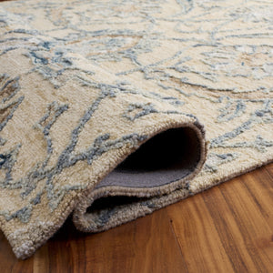 Safavieh Metro Hand-Tufted Round Wool Rug In Beige & Grey With Subtle Floral Motif — Plush Low-Profile Comfort 6'-0" x 6'-0" MET235B-6R