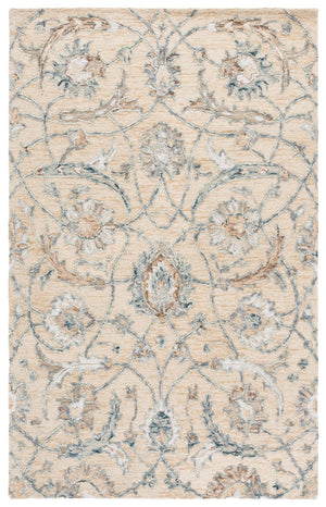 Safavieh Metro Hand-Tufted Wool Area Rug In Beige And Grey, Low-Profile Transitional Floral Design, Durable Softness 4'-0" x 6'-0" MET235B-4