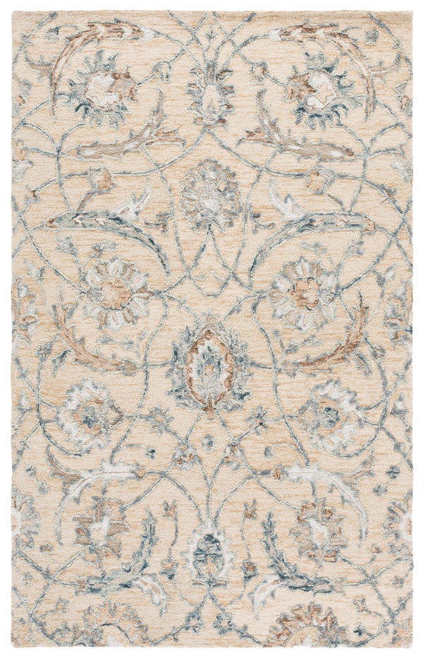 Safavieh Metro Hand-Tufted Wool Area Rug In Beige And Grey, Low-Profile Transitional Floral Design, Durable Softness 4'-0" x 6'-0" MET235B-4