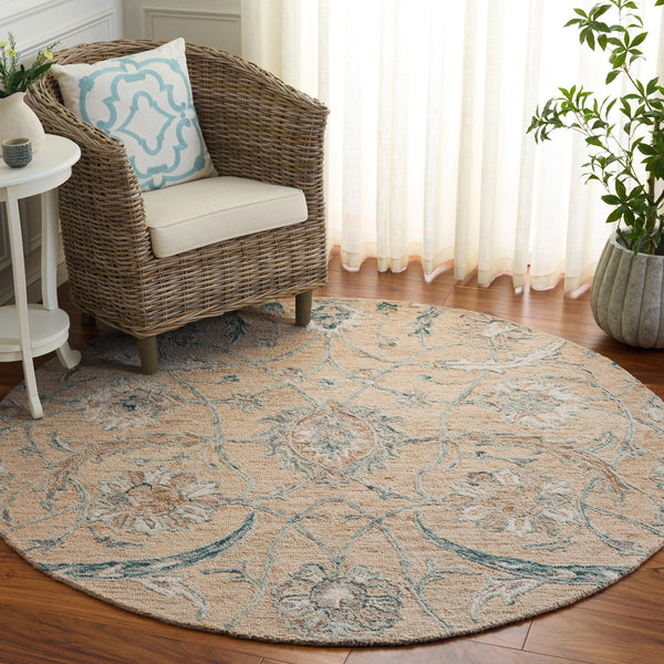Safavieh Metro Hand-Tufted Wool Area Rug In Beige Grey Floral Motif — Transitional Elegance For Living Rooms 9'-0" x 12'-0" MET235B-9