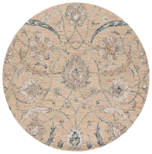 Safavieh Metro Hand-Tufted Round Wool Rug In Beige & Grey With Subtle Floral Motif — Plush Low-Profile Comfort 6'-0" x 6'-0" MET235B-6R