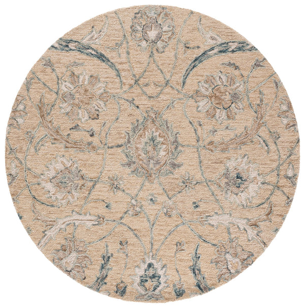Safavieh Metro Hand-Tufted Wool Area Rug In Muted Beige & Grey Floral; Transitional Low-Profile Comfort 6'-0" x 9'-0" MET235B-6