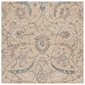 Safavieh Metro Hand-Tufted Wool Area Rug In Beige And Grey, Low-Profile Transitional Floral Design, Durable Softness 4'-0" x 6'-0" MET235B-4