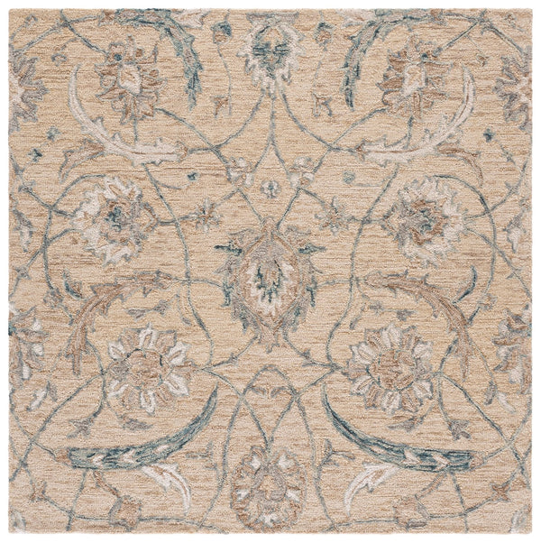 Safavieh Metro Hand-Tufted Wool Area Rug In Muted Beige & Grey Floral; Transitional Low-Profile Comfort 6'-0" x 9'-0" MET235B-6