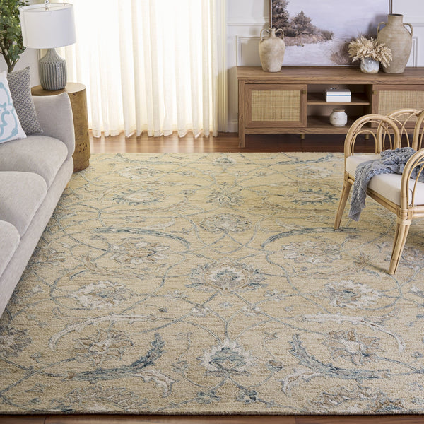 Safavieh Metro Hand-Tufted Round Wool Rug In Beige & Grey With Subtle Floral Motif — Plush Low-Profile Comfort 6'-0" x 6'-0" MET235B-6R