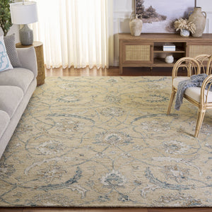 Safavieh Metro Hand-Tufted Wool Area Rug In Beige Grey — Transitional Floral Design, Low-Profile Elegance 6'-0" x 6'-0" MET235B-6SQ