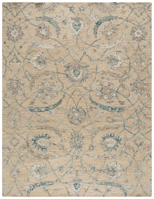 Safavieh Metro Hand-Tufted Wool Area Rug In Muted Beige & Grey Floral; Transitional Low-Profile Comfort 6'-0" x 9'-0" MET235B-6