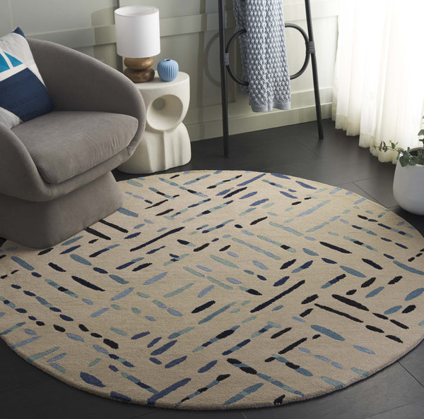 Safavieh Metro Hand-tufted Area Rug In Modern Taupe With Pink Hues - Stylish, Durable, And Artisanal Design Grey ,Blue Wool And Cotton With Latex Met252m-4