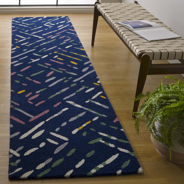 Safavieh Metro Hand-tufted Area Rug In Modern Taupe With Pink Hues - Stylish, Durable, And Artisanal Design Navy ,Pink Wool And Cotton With Latex Met252n-6sq