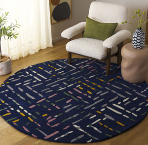 Safavieh Metro Hand-tufted Area Rug In Modern Taupe With Pink Hues - Stylish, Durable, And Artisanal Design Navy ,Pink Wool And Cotton With Latex Met252n-6sq