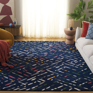 Safavieh Metro Hand-tufted Area Rug In Modern Taupe With Pink Hues - Stylish, Durable, And Artisanal Design Navy ,Pink Wool And Cotton With Latex Met252n-6sq