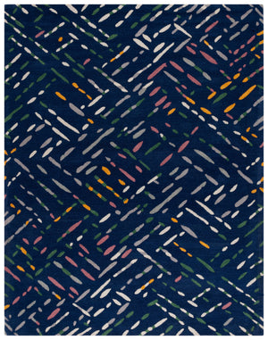 Safavieh Metro Hand-tufted Area Rug In Modern Taupe With Pink Hues - Stylish, Durable, And Artisanal Design Navy ,Pink Wool And Cotton With Latex Met252n-6sq