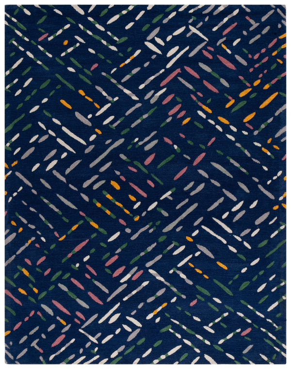 Safavieh Metro Hand-tufted Area Rug In Modern Taupe With Pink Hues - Stylish, Durable, And Artisanal Design Navy ,Pink Wool And Cotton With Latex Met252n-6sq