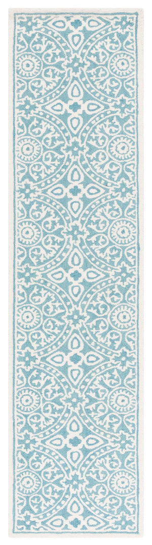 Safavieh Metro Hand-tufted Area Rug - Luxurious Wool Pile With Timeless Design For Elegant Home Décor Teal ,Ivory Wool Pile Met256l-6sq