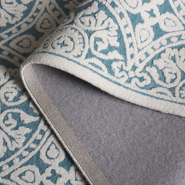 Safavieh Metro Hand-tufted Area Rug - Luxurious Wool Pile With Timeless Design For Elegant Home Décor Teal ,Ivory Wool Pile Met256l-6sq