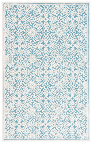 Safavieh Metro Hand-tufted Area Rug - Luxurious Wool Pile With Timeless Design For Elegant Home Décor Teal ,Ivory Wool Pile Met256l-6sq