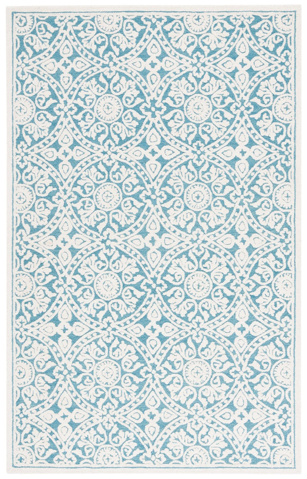 Safavieh Metro Hand-tufted Area Rug - Luxurious Wool Pile With Timeless Design For Elegant Home Décor Teal ,Ivory Wool Pile Met256l-6sq