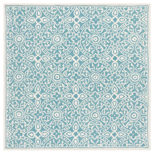 Safavieh Metro Hand-tufted Area Rug - Luxurious Wool Pile With Timeless Design For Elegant Home Décor Teal ,Ivory Wool Pile Met256l-6sq
