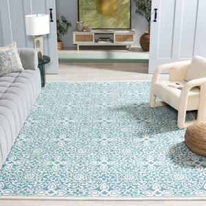 Safavieh Metro Hand-tufted Area Rug - Luxurious Wool Pile With Timeless Design For Elegant Home Décor Teal ,Ivory Wool Pile Met256l-6sq