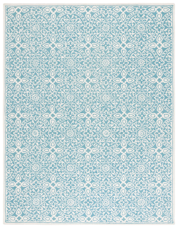 Safavieh Metro Hand-tufted Area Rug - Luxurious Wool Pile With Timeless Design For Elegant Home Décor Teal ,Ivory Wool Pile Met256l-6sq