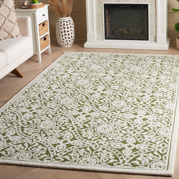 Safavieh Metro Hand-tufted Area Rug - Luxurious Wool Pile With Timeless Design For Elegant Home Décor Green ,Ivory Wool Pile Met256y-4