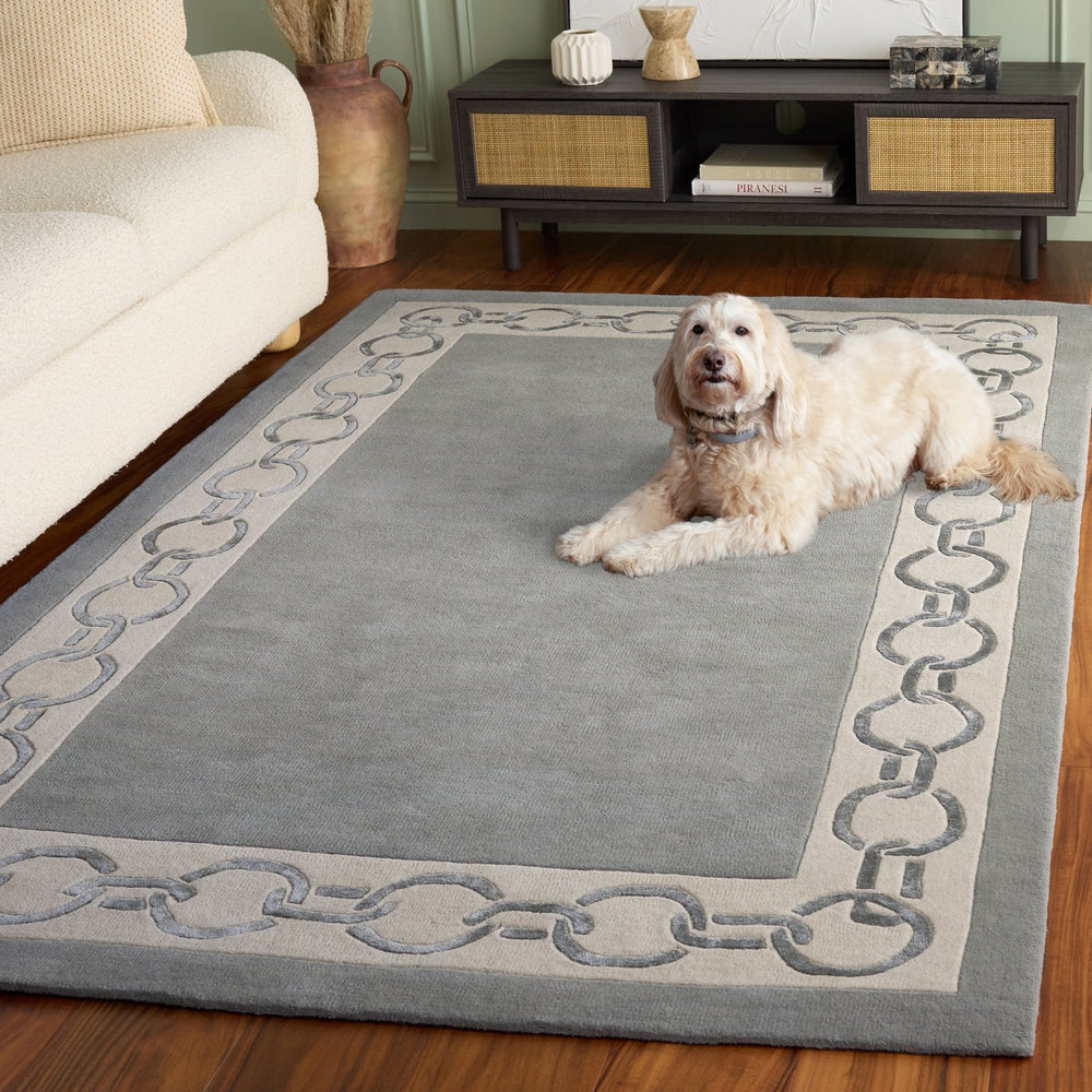 Safavieh Metro Hand-Tufted Round Area Rug In Grey Ivory — Wool-Viscose-Cotton Blend, Low-Profile Elegance 6'-0" x 6'-0" MET290F-6R