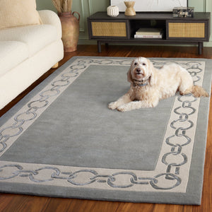 Safavieh Metro Hand-Tufted Round Area Rug In Grey Ivory — Wool-Viscose-Cotton Blend, Low-Profile Elegance 6'-0" x 6'-0" MET290F-6R