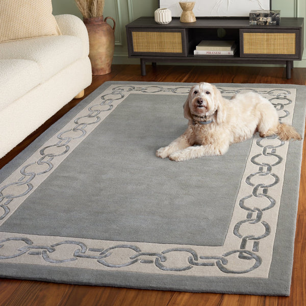 Safavieh Metro Hand-Tufted Round Area Rug In Grey Ivory — Wool-Viscose-Cotton Blend, Low-Profile Elegance 6'-0" x 6'-0" MET290F-6R