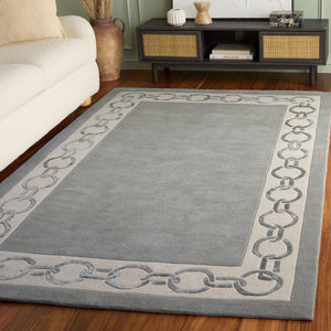 Safavieh Metro Hand-Tufted Round Area Rug In Grey Ivory — Wool-Viscose-Cotton Blend, Low-Profile Elegance 6'-0" x 6'-0" MET290F-6R