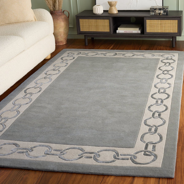 Safavieh Metro Hand-Tufted Round Area Rug In Grey Ivory — Wool-Viscose-Cotton Blend, Low-Profile Elegance 6'-0" x 6'-0" MET290F-6R