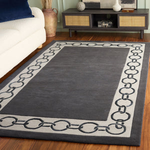 Safavieh Metro Hand-Tufted Charcoal Ivory Wool Rug — Low-Profile Minimalist Square Area Rug, Ethically Crafted 6'-0" x 6'-0" MET290H-6SQ