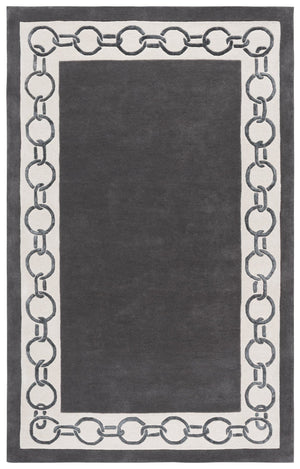 Safavieh Metro Hand-Tufted Charcoal Ivory Wool Rug — Low-Profile Minimalist Square Area Rug, Ethically Crafted 6'-0" x 6'-0" MET290H-6SQ