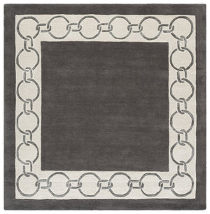 Safavieh Metro Hand-Tufted Charcoal Ivory Wool Rug — Low-Profile Minimalist Square Area Rug, Ethically Crafted 6'-0" x 6'-0" MET290H-6SQ