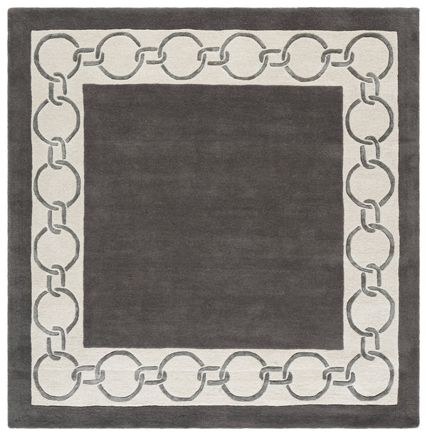 Safavieh Metro Hand-Tufted Charcoal Ivory Wool Rug — Low-Profile Minimalist Square Area Rug, Ethically Crafted 6'-0" x 6'-0" MET290H-6SQ