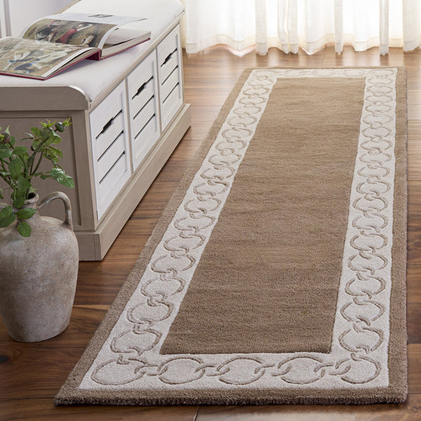 Safavieh Metro Hand-Tufted Brown Ivory Area Rug — Low-Profile Wool Blend, Modern Minimalist Warm Anchor 6'-0" x 6'-0" MET290T-6SQ