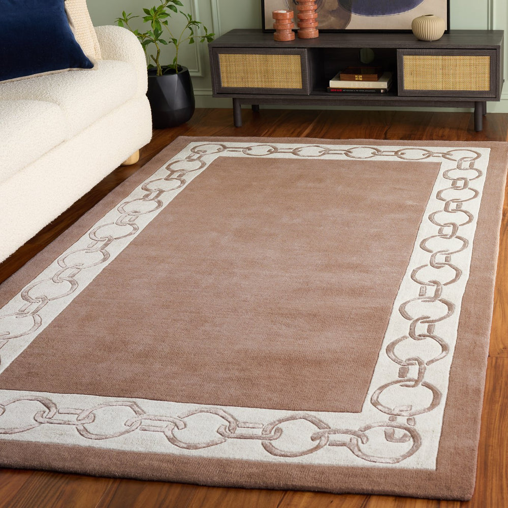 Safavieh Metro Hand-Tufted Brown Ivory Area Rug — Low-Profile Wool Blend, Modern Minimalist Warm Anchor 6'-0" x 6'-0" MET290T-6SQ
