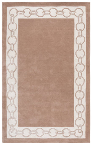 Safavieh Metro Hand-Tufted Brown Ivory Runner Rug — Low-Profile Wool Blend, Modern Border For Hallways 2'-3" x 8'-0" MET290T-28