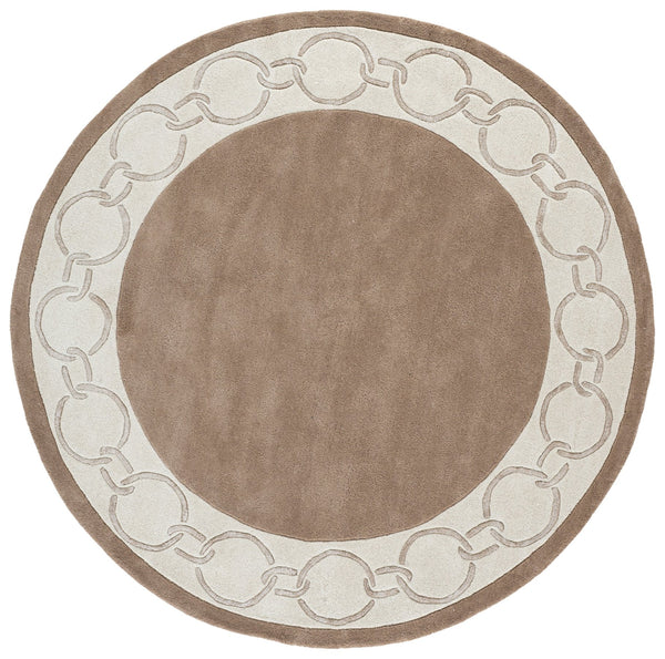 Safavieh Metro Hand-Tufted Brown Ivory Runner Rug — Low-Profile Wool Blend, Modern Border For Hallways 2'-3" x 8'-0" MET290T-28