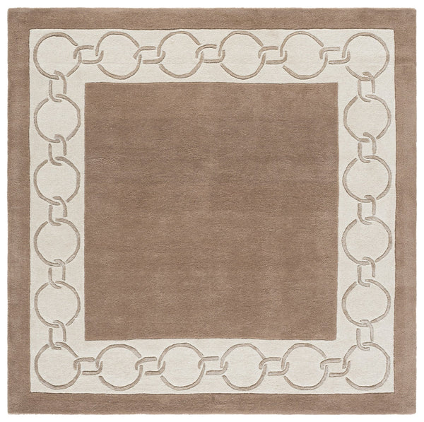 Safavieh Metro Hand-Tufted Round Rug In Brown Ivory — Plush 1/2" Wool Blend, Artisanal Quality & Neutral Style 6'-0" x 6'-0" MET290T-6R