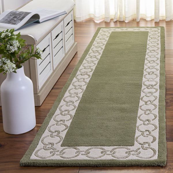 Safavieh Metro Hand-Tufted Round Area Rug In Soothing Green And Ivory, Wool Blend Low-Profile Elegance For Rooms 6'-0" x 6'-0" MET290Y-6R