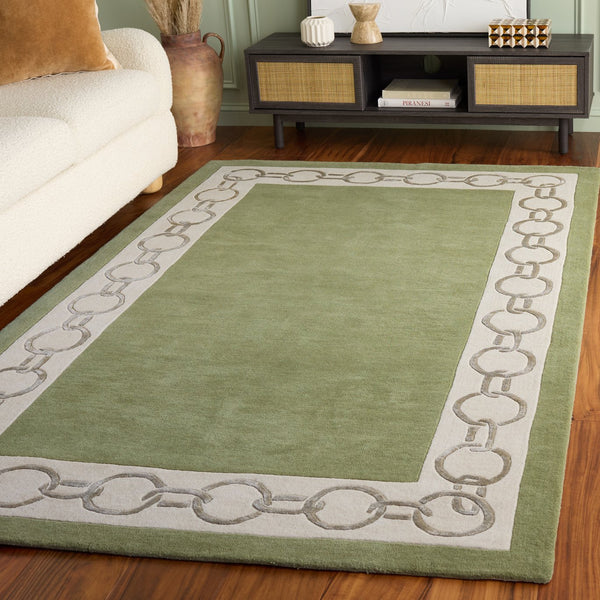 Safavieh Metro Hand-Tufted Round Area Rug In Soothing Green And Ivory, Wool Blend Low-Profile Elegance For Rooms 6'-0" x 6'-0" MET290Y-6R