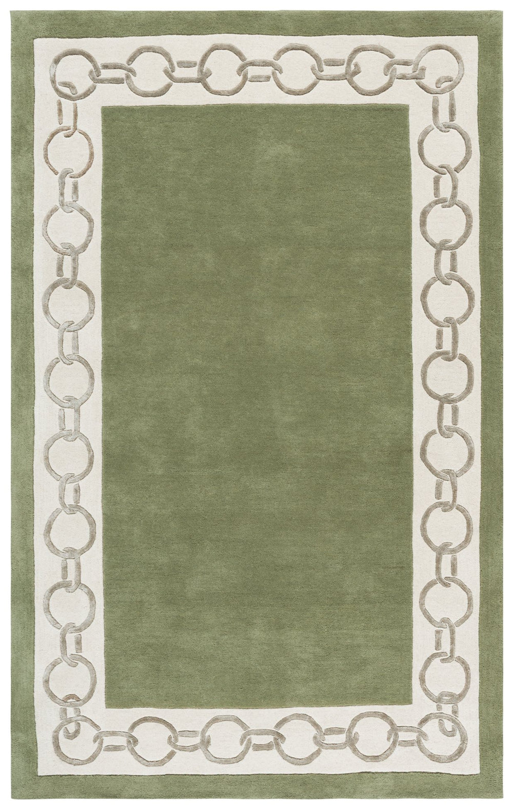 Safavieh Metro Hand-Tufted Green And Ivory Runner — Low-Profile Wool Blend, Minimalist Border Design, Artisanal Quality 2'-3" x 8'-0" MET290Y-28