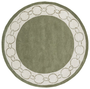 Safavieh Metro Hand-Tufted Round Area Rug In Soothing Green And Ivory, Wool Blend Low-Profile Elegance For Rooms 6'-0" x 6'-0" MET290Y-6R