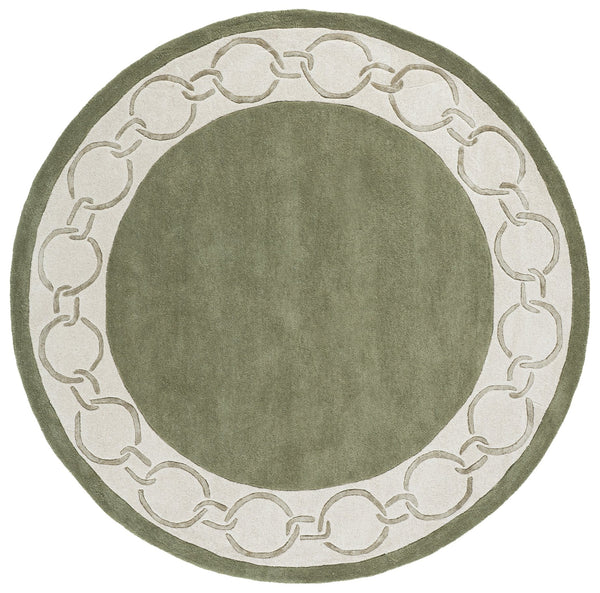 Safavieh Metro Hand-Tufted Round Area Rug In Soothing Green And Ivory, Wool Blend Low-Profile Elegance For Rooms 6'-0" x 6'-0" MET290Y-6R